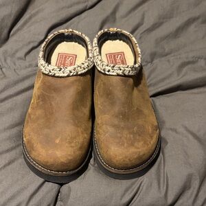 Simple Brown Mules with Black Sole